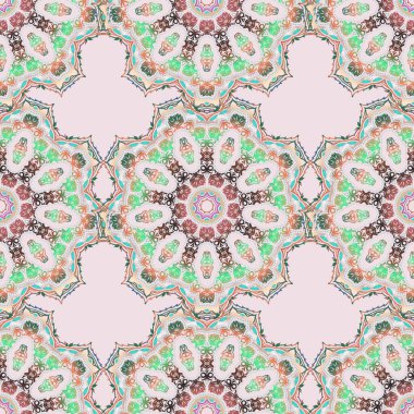 Tarafsız bir arkaplanda çok renkli bir doku. Çoklu renkli süslemeli vektörsüz desen.