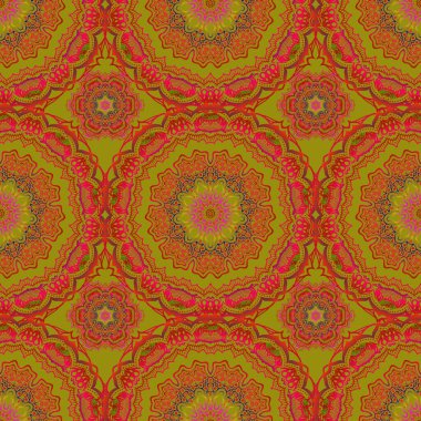 Çiçeklerin tekrarlanması kolay, kusursuz desenli, hatları doldurmak için kullanılır. Vektör çizimi. Siyah, yeşil ve turuncu renklerle çiz.