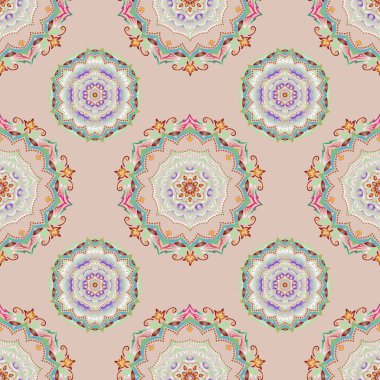 Soyut çiçekli kraliyet duvar kağıdı. Vektör tarzı süs. Damask, yeşil ve bej renklerinde pürüzsüz desen.