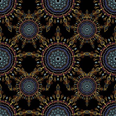 Vektör kesme kağıt dantel dokusu, mavi ve sarı tül, kıvrımsız desen.