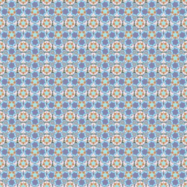 Şal desenli, vektör çizgili, pürüzsüz desen. Turuncu, gri ve mavi renkli duvar kağıtları. Kumaş, tekstil ve ambalaj kağıtları için dekoratif süs. Geleneksel doğulu dikişsiz şal deseni.