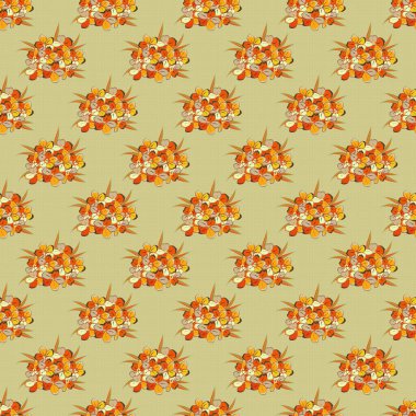 Turuncu, sarı ve bej renkli sevimli unutma beni çiçekleri içinde kusursuz çiçek deseni. Raster illüstrasyonu.