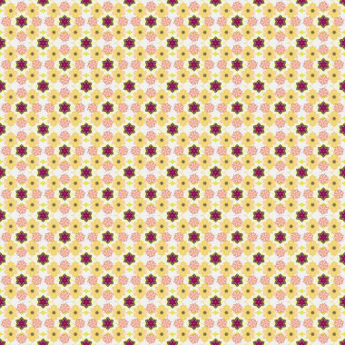 Güzel vektör dokusu. Bahar mahsulü çiçekli arka plan. Gri, yeşil ve bej renkli şirin çiçeklerle kusursuz desen.