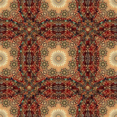 Vektör çizimi. Kahverengi, bej ve turuncu klasik barok süsü. Retro dikişsiz antika şekilli akanthus. Dekoratif tasarım unsuru filigran kaligrafi.