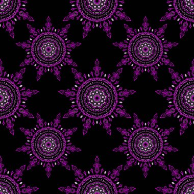 Kesik kağıt dantel dokusu, vektör tül arka plan, mor renkli girintisiz desen. Vektör illüstrasyonu.