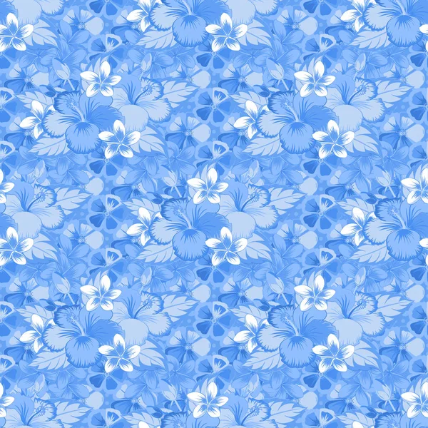 Σύγχρονο Μοτίβο Λουλουδιών Ιβίσκου Βασιλικό Ιβίσκο Χρωματιστό Σχέδιο Προσανατολισμού Μπλε — Διανυσματικό Αρχείο