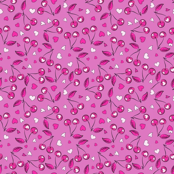 Motif Sans Couture Avec Violet Magenta Cerise Pourpre Illustration Florale — Image vectorielle