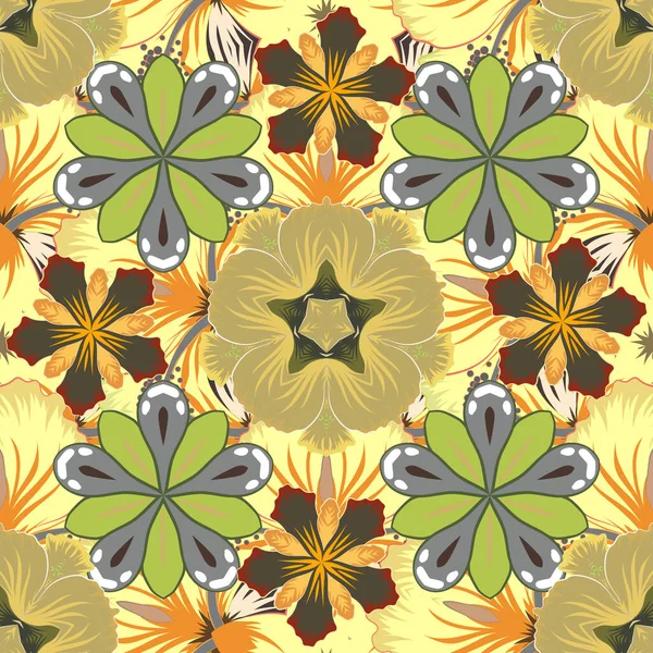 Patrón Fondo Sin Costura Vectorial Con Hojas Tropicales Flores Colores — Archivo Imágenes Vectoriales