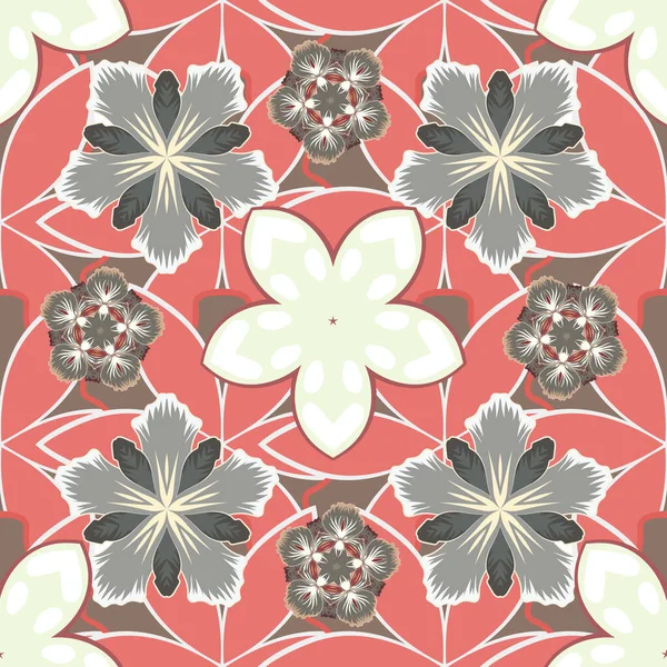 Fleurs Matricielles Manuscrites Timbres Clés Motif Vintage Sans Couture Dans — Image vectorielle