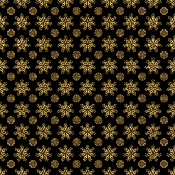 伝統的なタイの黄金の背景とグリッドと質感 生地や繊維のための黄金のパターンタイシルクスタイルのデザイン 黒い背景に金色のラインタイシームレスパターン — ストックベクタ