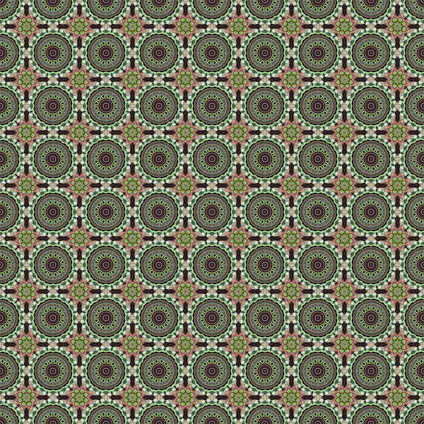 Zelený Hnědý Šedý Bezešvý Vzor Černém Pozadí Dekorativní Symetrie Arabesque — Stockový vektor