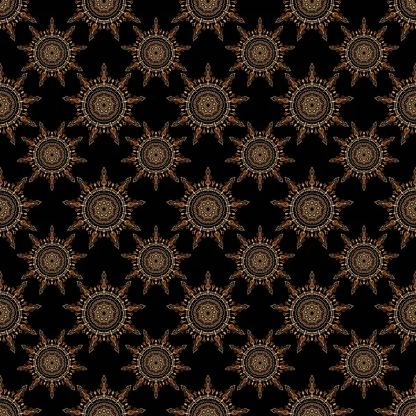 Ikat Damasco Patrón Sin Costura Azulejo Fondo Colores Beige Sobre — Vector de stock