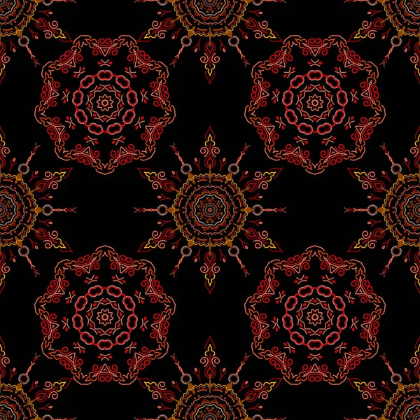 赤のヴィンテージバロック装飾 レトロなシームレスなパターンアンティークスタイルのアカンサス 装飾デザイン要素 Filigree書道 — ストックベクタ