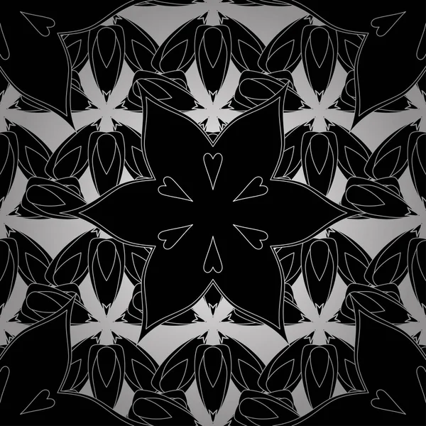 Modèle Sans Couture Avec Grille Noire Blanche Composition Vectorielle Carrée — Image vectorielle