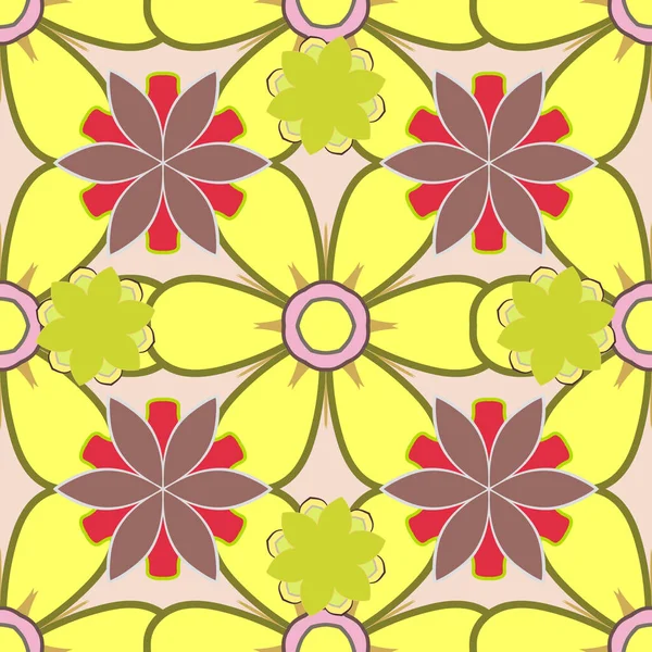 Patrón Sin Costuras Para Decoración Textil Hermosas Flores Color Amarillo — Archivo Imágenes Vectoriales