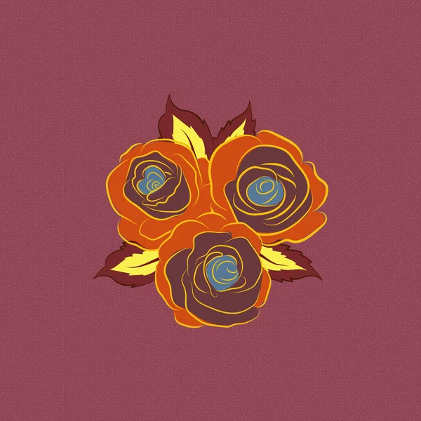 かわいいベクトルバラの花と葉のプリント ベクトルイラスト オレンジの花のヴィンテージシームレスパターン — ストックベクタ