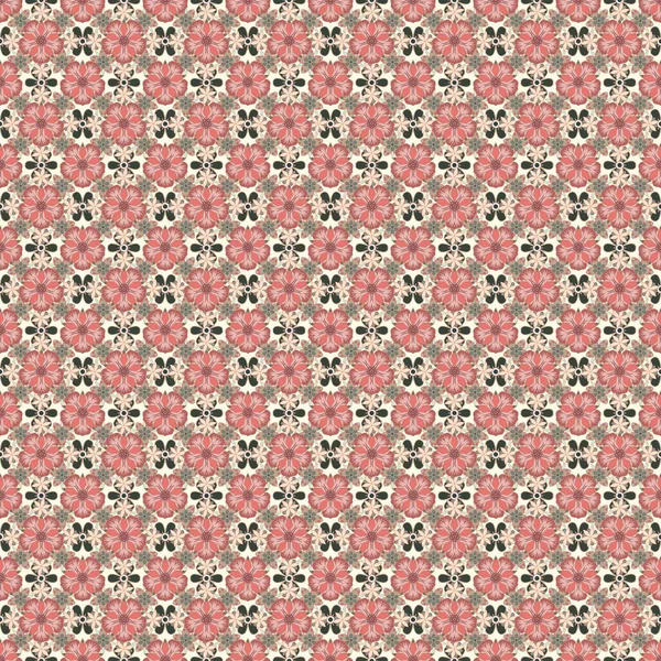 Patrón Sin Costura Flor Vectorial Colores Beige Gris Rosa — Vector de stock