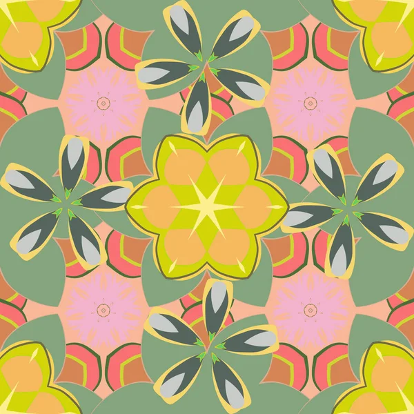 Fondo Pantalla Floral Transparente Colores Verde Beige Amarillo Flores Silvestres — Vector de stock