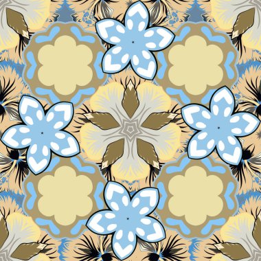 Barok tarzında kusursuz desenli doğu süsü. Geleneksel klasik vektör şablonu yeşil, sarı ve gri. Damask tasarımı.
