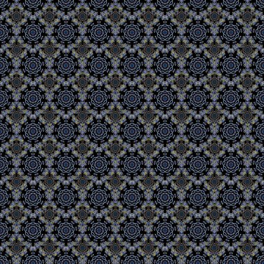 Damask kusursuz çiçek arkaplan deseni sarı, beyaz ve mavi renklerde.