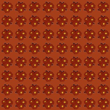 Kırmızı, turuncu ve kahverengi güller. Vektör çiçeksiz desen.