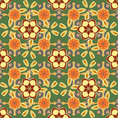 Yumuşak suluboya çiçek deseni - Gri, sarı ve yeşil renklerde pürüzsüz desen.