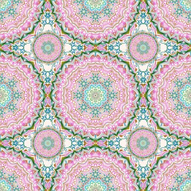 Barok klasik çiçek desenli yeşil ve mavi renklerde kusursuz desen. Şatafatlı klasik süs, duvar kağıtları, baskı, tekstil veya kumaş için kraliyet Victoria dönemi dokusu. Vektör illüstrasyonu.