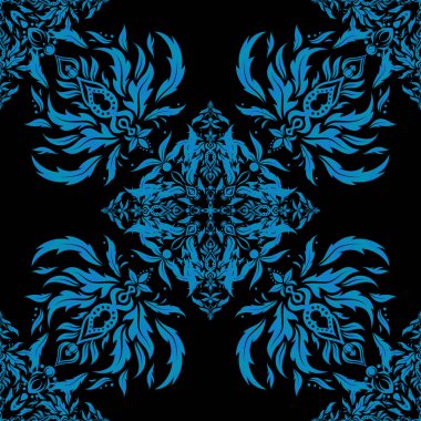 Geleneksel Noel renklerinde (mavi siyaha) vektör geometrik süsleme ile parlak, pürüzsüz desen. Renkli soyut arka plan. Etnik ve kabile motifleri. Süslü canlı duvar kâğıdı.