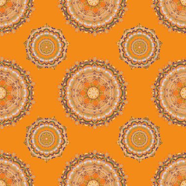 Turuncu ve pembe renklerde nefis bir barok şablon. Vektör damaskesiz desen. Klasik lüks, eski moda İspanyol süsü, duvar kağıtları, tekstil ve ambalaj için kraliyet Victoria dönemi kusursuz dokusu.