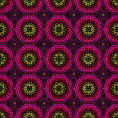 Siyah arkaplandaki çok renkli süsün vektörsüz deseni. Doğulu, karalama süsü. Halılar, tekstil, duvar kağıtları ve herhangi bir yüzey için şablonlar.