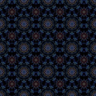 Vektör çizimi. Gri, mavi ve kahverengi renklerde, kusursuz çiçek arkaplan deseni.