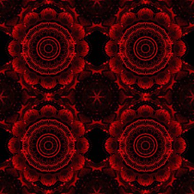 Vektör çizimi. Kusursuz arka plan, grunge tarzı. Siyah ve kırmızı Şam desenli duvar kağıdı.