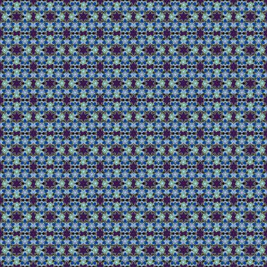 Damask tasarımı. Geleneksel klasik vektör modeli mavi, gri ve mor renkte. Barok tarzında kusursuz desenli doğu süsü..