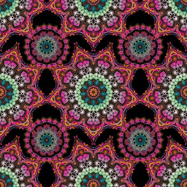 Karalamalar ve Mandala elementleriyle zarif, pürüzsüz bir desen. Güzel el yapımı, pürüzsüz vektör çizimi.