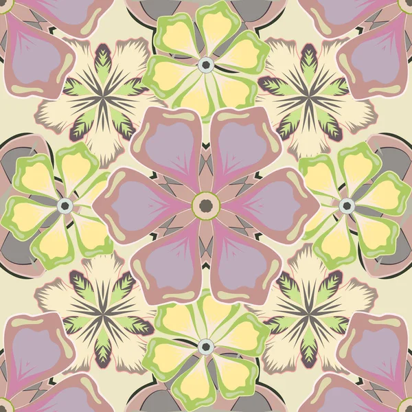 Echarpe Soie Aux Fleurs Fleuries Aux Couleurs Vertes Beiges Grises — Image vectorielle