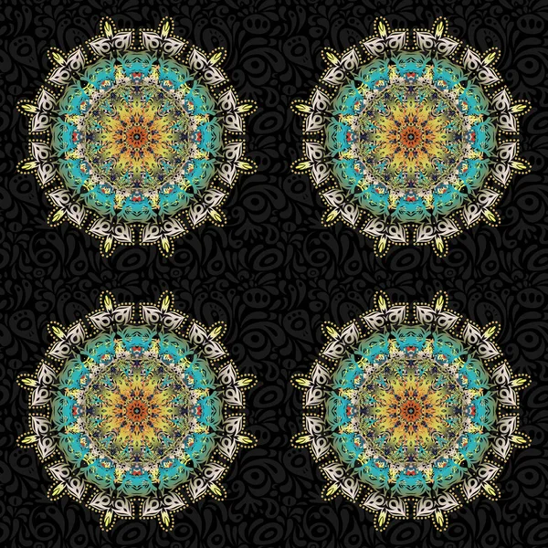 Carreaux Bigarrés Avec Motif Floral Ornement Oriental Motif Sans Couture — Image vectorielle