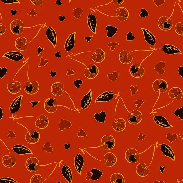 Векторний Безшовний Візерунок Абстрактного Чорного Помаранчевого Червоного Вишні Урожай Акварельна — стоковий вектор