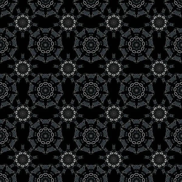 Seamless Damask Pattern Classic Wallpaper Gray Black Background Ornamental Border — Stock Vector