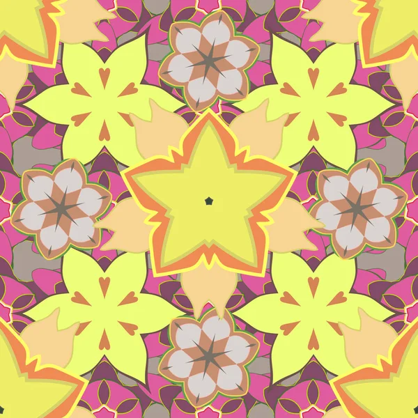 Textura Perfecta Adorno Floral Colores Beige Rosa Amarillo Ilustración Vectorial — Archivo Imágenes Vectoriales