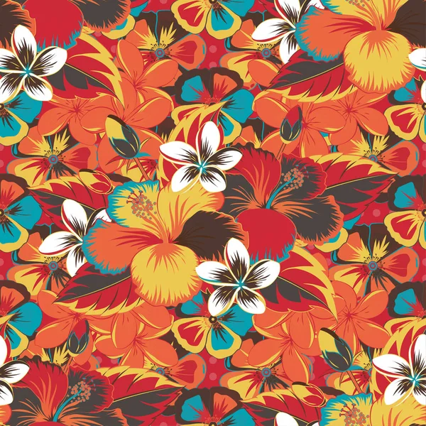 Typographie Aloha Avec Illustration Florale Hibiscus Orange Marron Rouge Pour — Image vectorielle