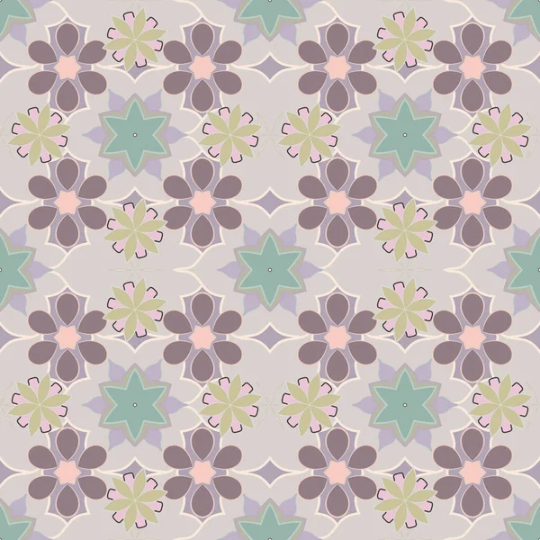 Flowers Seamless Pattern Beige Brown Gray Colors Many Cute Flowers — Stock Vector