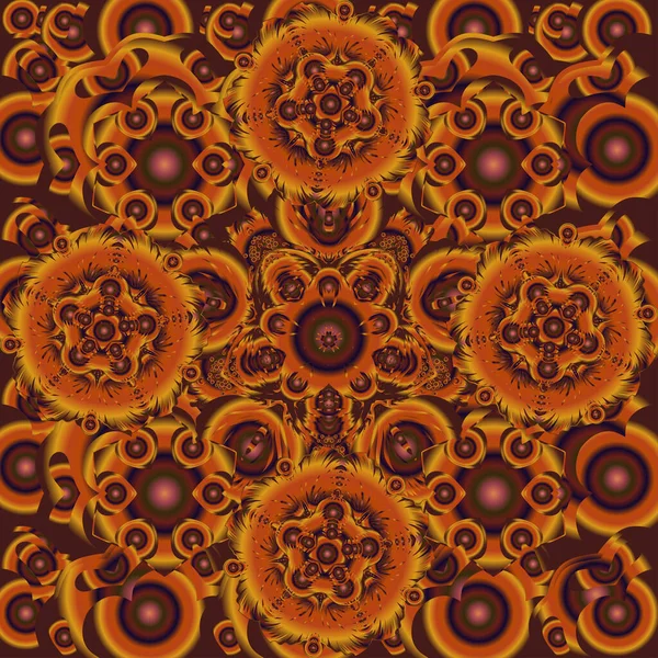 オレンジ 茶色のシームレスな背景の花の装飾パターン 要旨グリーティングカード プレゼンテーションや結婚式の招待状のための唐草背景 伝統的なベクトルゴシックダマスクの背景 — ストックベクタ