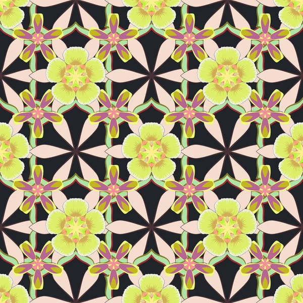 Fondo Pantalla Floral Transparente Colores Amarillo Gris Verde Patrón Sin — Archivo Imágenes Vectoriales