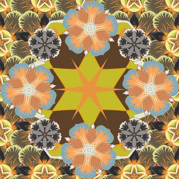 Motif Floral Abstrait Sans Couture Aux Couleurs Orange Marron Jaune — Image vectorielle