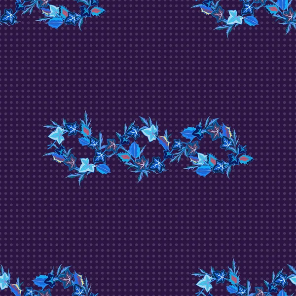 Ilustração Vetorial Padrão Sem Costura Floral Étnico Cores Azul Violeta — Vetor de Stock