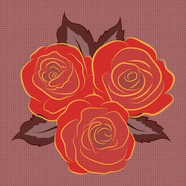 Иллюстрация Цветочного Оформления Бесшовный Векторный Рисунок Красными Розовыми Коричневыми Розами — стоковый вектор