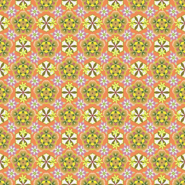 Illustration Matricielle Motif Floral Sans Couture Dans Les Couleurs Vert — Image vectorielle