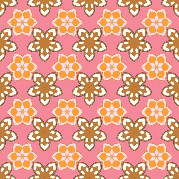 Векторный Бесшовный Узор Оранжевого Бежевого Розового Цветов Красивые Акварельные Цветы — стоковый вектор
