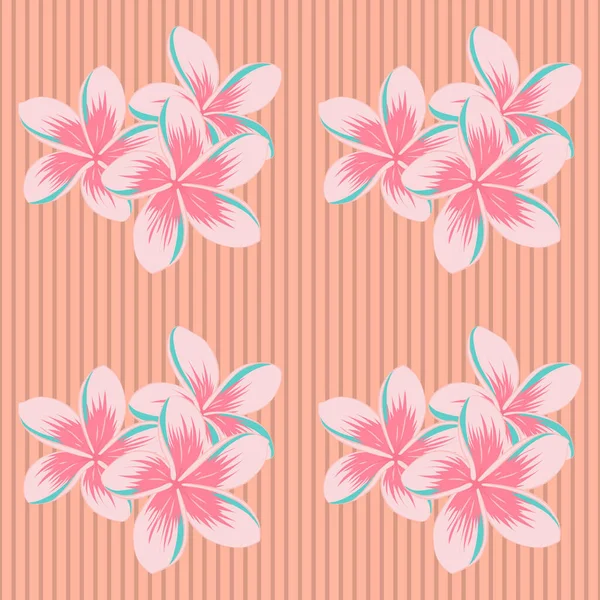 多くの小さなベクトルの花のシームレスなパターンでディジースタイル ベージュ ピンク グリーンのシームレスな花柄 — ストックベクタ
