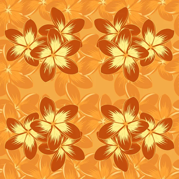 Векторный Бесшовный Цветочный Узор Цветками Листьями Плюмажа Желтого Оранжевого Цветов — стоковый вектор